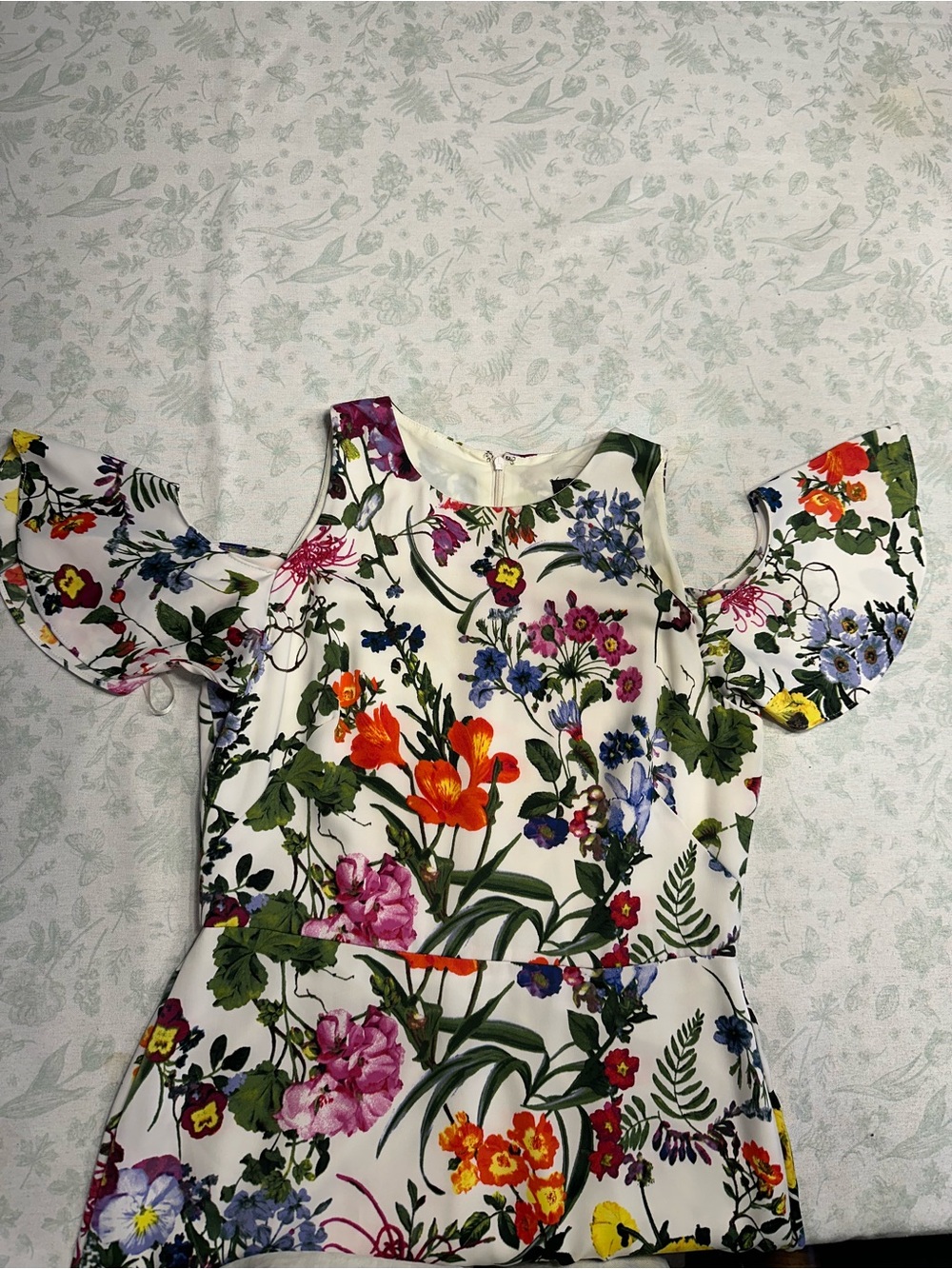 Rag & Bone Floral Cold Shoulder Flutter Sleeve Dress Size 10 - Picture 4 of 8